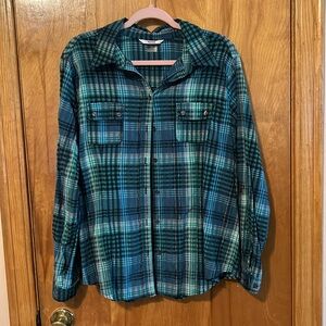EUC- Green/Teal plaid Alia button down size 18